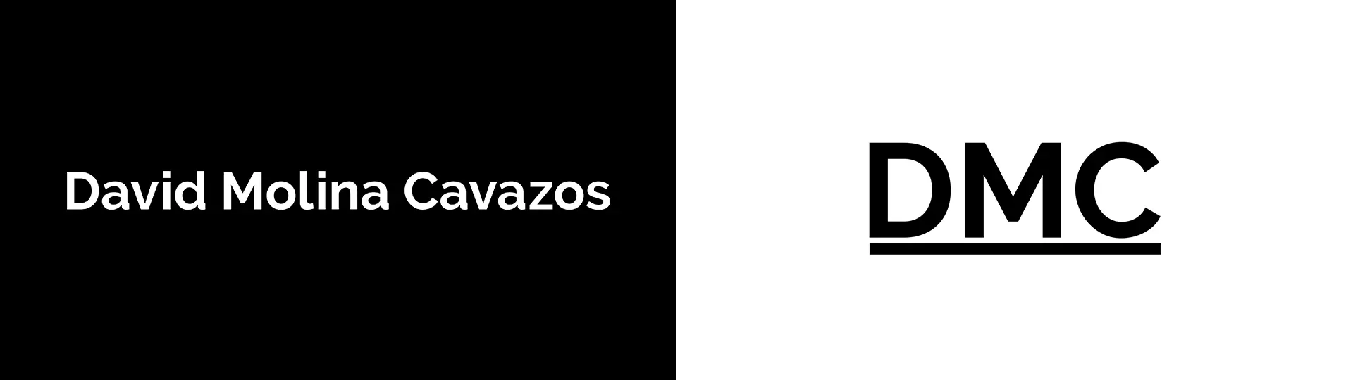 Examples of older "DMC" and "David Molina Cavazos" logos in black and white.